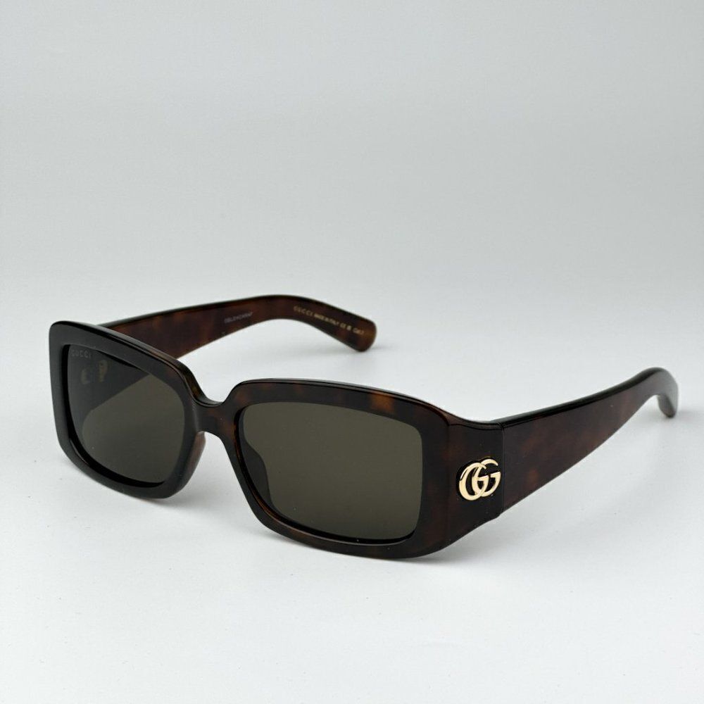 NEW Gucci GG1403S 002 Dark Havana Brown Unisex Rectangle Sunglasses GG 1403S - Picture 2 of 11